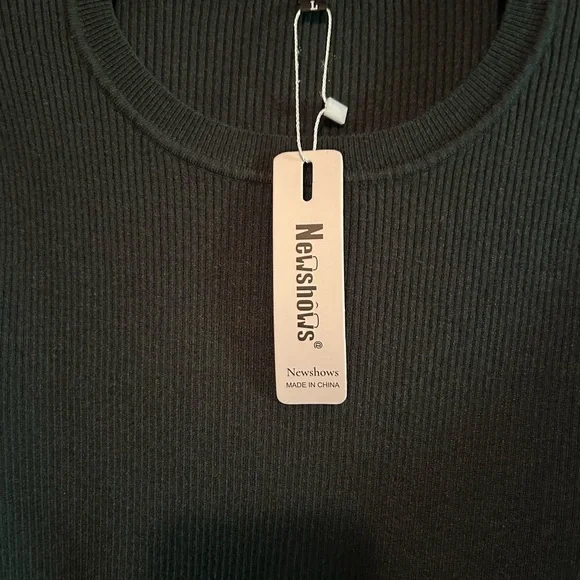 New Dark Green Long Sleeve Ribbed Top - Picture 3 of 6